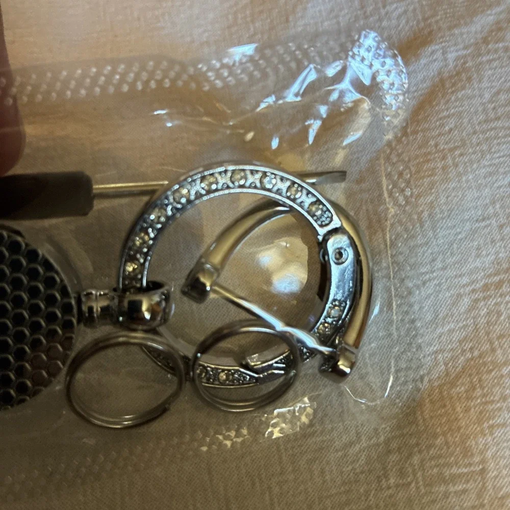 Tesla Keychain Ring White Braid With Rhinestones Emblem w/ Tool-Great Gift-NWT